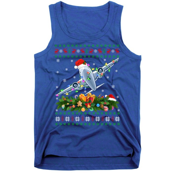 Funny Xmas Lighting Tree Santa Ugly Airplane Christmas Cute Gift Tank Top