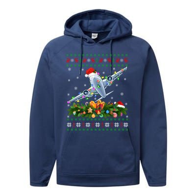 Funny Xmas Lighting Tree Santa Ugly Airplane Christmas Cute Gift Performance Fleece Hoodie