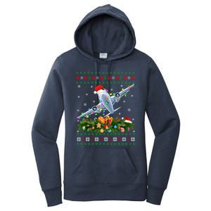 Funny Xmas Lighting Tree Santa Ugly Airplane Christmas Cute Gift Women's Pullover Hoodie