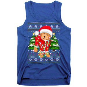 Funny Xmas Lighting Ugly Santa Goldendoodle Christmas Gift Tank Top