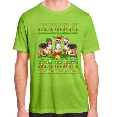 Funny Xmas Lighting Santa Ugly Shetland Sheepdog Christmas Meaningful Gift Adult ChromaSoft Performance T-Shirt