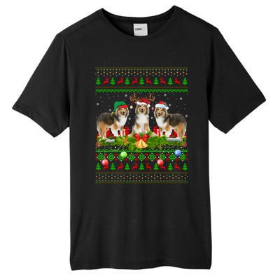 Funny Xmas Lighting Santa Ugly Shetland Sheepdog Christmas Meaningful Gift Tall Fusion ChromaSoft Performance T-Shirt