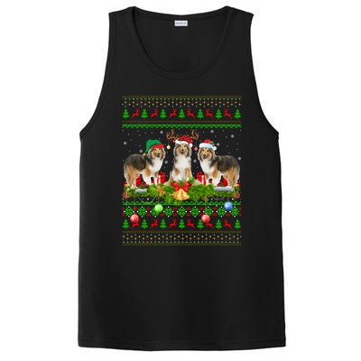 Funny Xmas Lighting Santa Ugly Shetland Sheepdog Christmas Meaningful Gift PosiCharge Competitor Tank