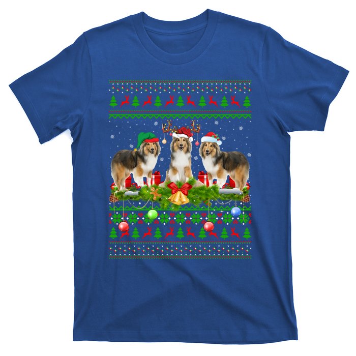 Funny Xmas Lighting Santa Ugly Shetland Sheepdog Christmas Meaningful Gift T-Shirt