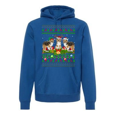 Funny Xmas Lighting Santa Ugly Shetland Sheepdog Christmas Meaningful Gift Premium Hoodie