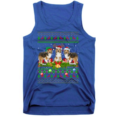 Funny Xmas Lighting Santa Ugly Shetland Sheepdog Christmas Meaningful Gift Tank Top