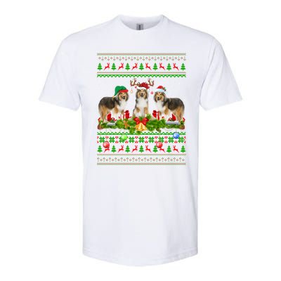 Funny Xmas Lighting Santa Ugly Shetland Sheepdog Christmas Meaningful Gift Softstyle CVC T-Shirt