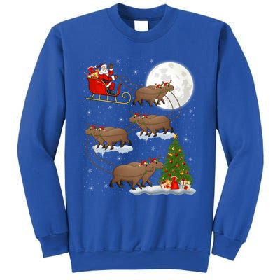 Funny Xmas Lighting Tree Santa Riding Capybara Christmas Gift Sweatshirt