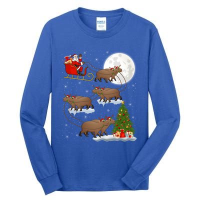 Funny Xmas Lighting Tree Santa Riding Capybara Christmas Gift Tall Long Sleeve T-Shirt