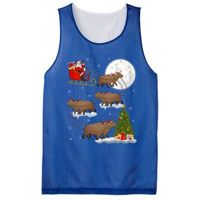 Funny Xmas Lighting Tree Santa Riding Capybara Christmas Gift Mesh Reversible Basketball Jersey Tank