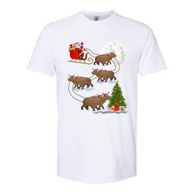 Funny Xmas Lighting Tree Santa Riding Capybara Christmas Gift Softstyle CVC T-Shirt