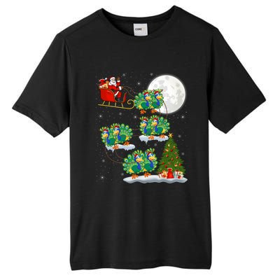 Funny Xmas Lighting Tree Santa Riding Peacock Christmas Funny Gift Tall Fusion ChromaSoft Performance T-Shirt