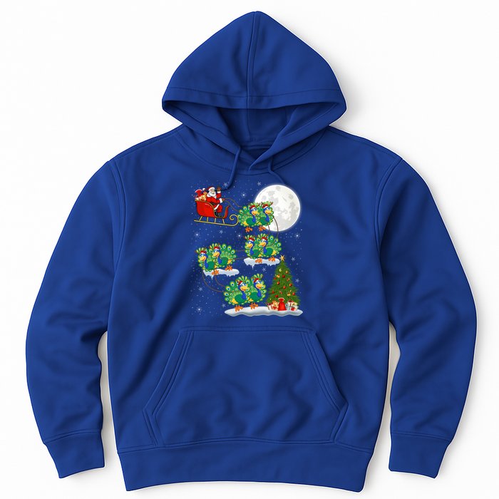 Funny Xmas Lighting Tree Santa Riding Peacock Christmas Funny Gift Hoodie