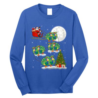 Funny Xmas Lighting Tree Santa Riding Peacock Christmas Funny Gift Long Sleeve Shirt