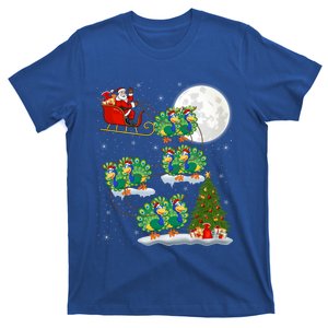 Funny Xmas Lighting Tree Santa Riding Peacock Christmas Funny Gift T-Shirt