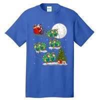 Funny Xmas Lighting Tree Santa Riding Peacock Christmas Funny Gift Tall T-Shirt