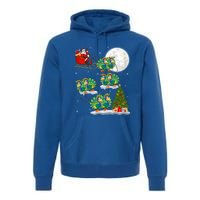 Funny Xmas Lighting Tree Santa Riding Peacock Christmas Funny Gift Premium Hoodie