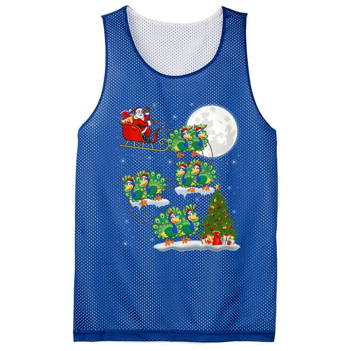 Funny Xmas Lighting Tree Santa Riding Peacock Christmas Funny Gift Mesh Reversible Basketball Jersey Tank