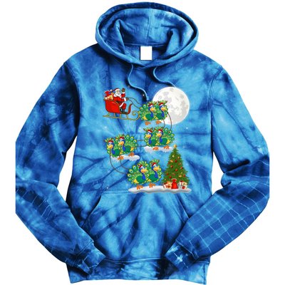 Funny Xmas Lighting Tree Santa Riding Peacock Christmas Funny Gift Tie Dye Hoodie