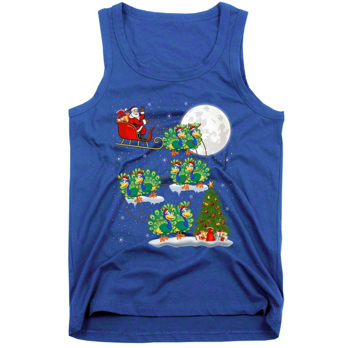 Funny Xmas Lighting Tree Santa Riding Peacock Christmas Funny Gift Tank Top