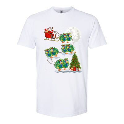 Funny Xmas Lighting Tree Santa Riding Peacock Christmas Funny Gift Softstyle CVC T-Shirt