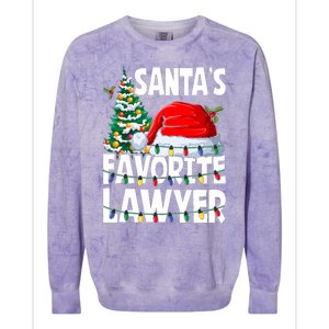 Funny Xmas Lighting SantaS Favorite Lawyer Christmas Colorblast Crewneck Sweatshirt