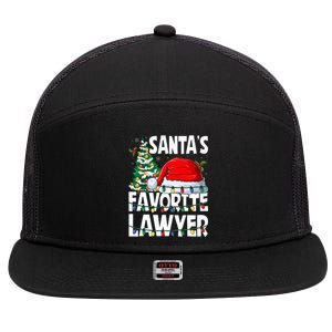 Funny Xmas Lighting SantaS Favorite Lawyer Christmas 7 Panel Mesh Trucker Snapback Hat