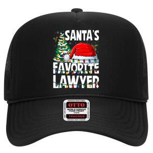 Funny Xmas Lighting SantaS Favorite Lawyer Christmas High Crown Mesh Back Trucker Hat