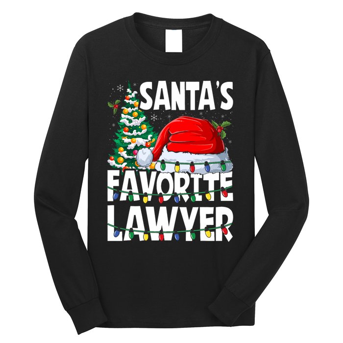 Funny Xmas Lighting SantaS Favorite Lawyer Christmas Long Sleeve Shirt