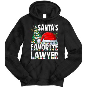 Funny Xmas Lighting SantaS Favorite Lawyer Christmas Tie Dye Hoodie