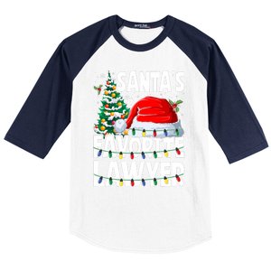 Funny Xmas Lighting SantaS Favorite Lawyer Christmas Baseball Sleeve Shirt