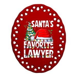 Funny Xmas Lighting SantaS Favorite Lawyer Christmas Ceramic Oval Ornament