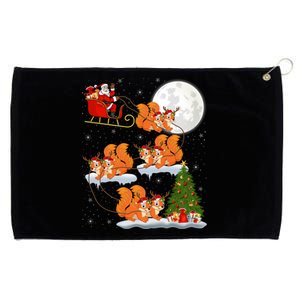 Funny Xmas Lighting Tree Santa Riding Squirrel Christmas Gift Grommeted Golf Towel