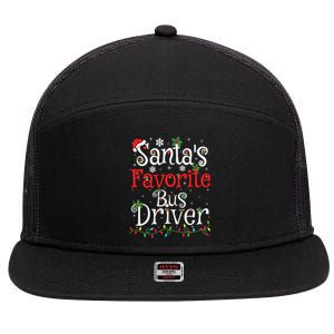 Funny Xmas Lighting Santas Favorite Bus Driver Christmas 7 Panel Mesh Trucker Snapback Hat