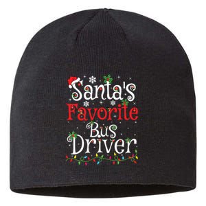 Funny Xmas Lighting Santas Favorite Bus Driver Christmas Sustainable Beanie