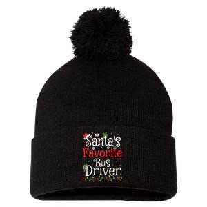 Funny Xmas Lighting Santas Favorite Bus Driver Christmas Pom Pom 12in Knit Beanie