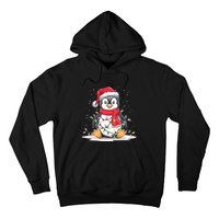 Funny Xmas Matching Santa Hat Penguin Christmas Tree Lights Hoodie