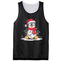 Funny Xmas Matching Santa Hat Penguin Christmas Tree Lights Mesh Reversible Basketball Jersey Tank