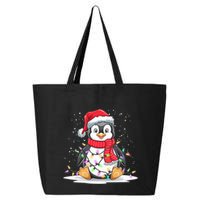 Funny Xmas Matching Santa Hat Penguin Christmas Tree Lights 25L Jumbo Tote