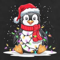 Funny Xmas Matching Santa Hat Penguin Christmas Tree Lights 25L Jumbo Tote