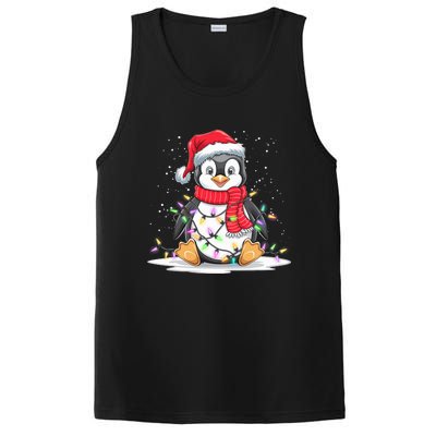 Funny Xmas Matching Santa Hat Penguin Christmas Tree Lights PosiCharge Competitor Tank