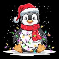 Funny Xmas Matching Santa Hat Penguin Christmas Tree Lights Short Acrylic Beanie