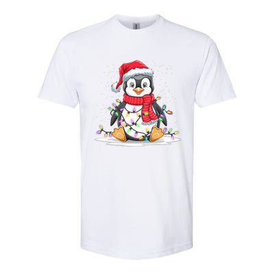 Funny Xmas Matching Santa Hat Penguin Christmas Tree Lights Softstyle CVC T-Shirt