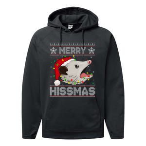 Funny Xmas Merry Hissmas Possum Lovers Opossum Christmas Performance Fleece Hoodie