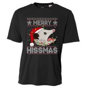 Funny Xmas Merry Hissmas Possum Lovers Opossum Christmas Cooling Performance Crew T-Shirt