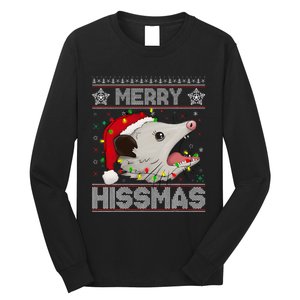 Funny Xmas Merry Hissmas Possum Lovers Opossum Christmas Long Sleeve Shirt