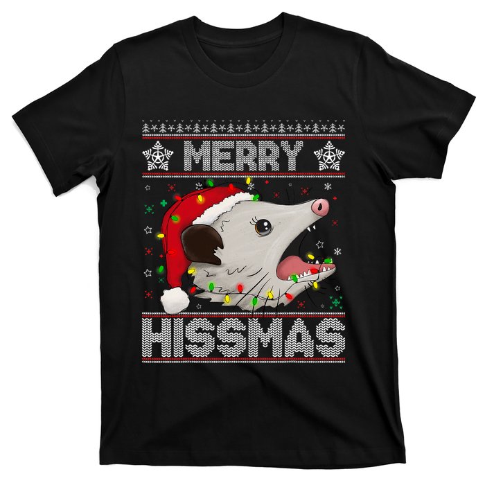 Funny Xmas Merry Hissmas Possum Lovers Opossum Christmas T-Shirt