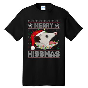 Funny Xmas Merry Hissmas Possum Lovers Opossum Christmas Tall T-Shirt