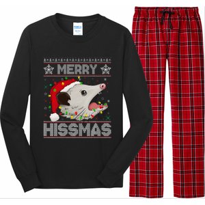 Funny Xmas Merry Hissmas Possum Lovers Opossum Christmas Long Sleeve Pajama Set