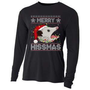 Funny Xmas Merry Hissmas Possum Lovers Opossum Christmas Cooling Performance Long Sleeve Crew